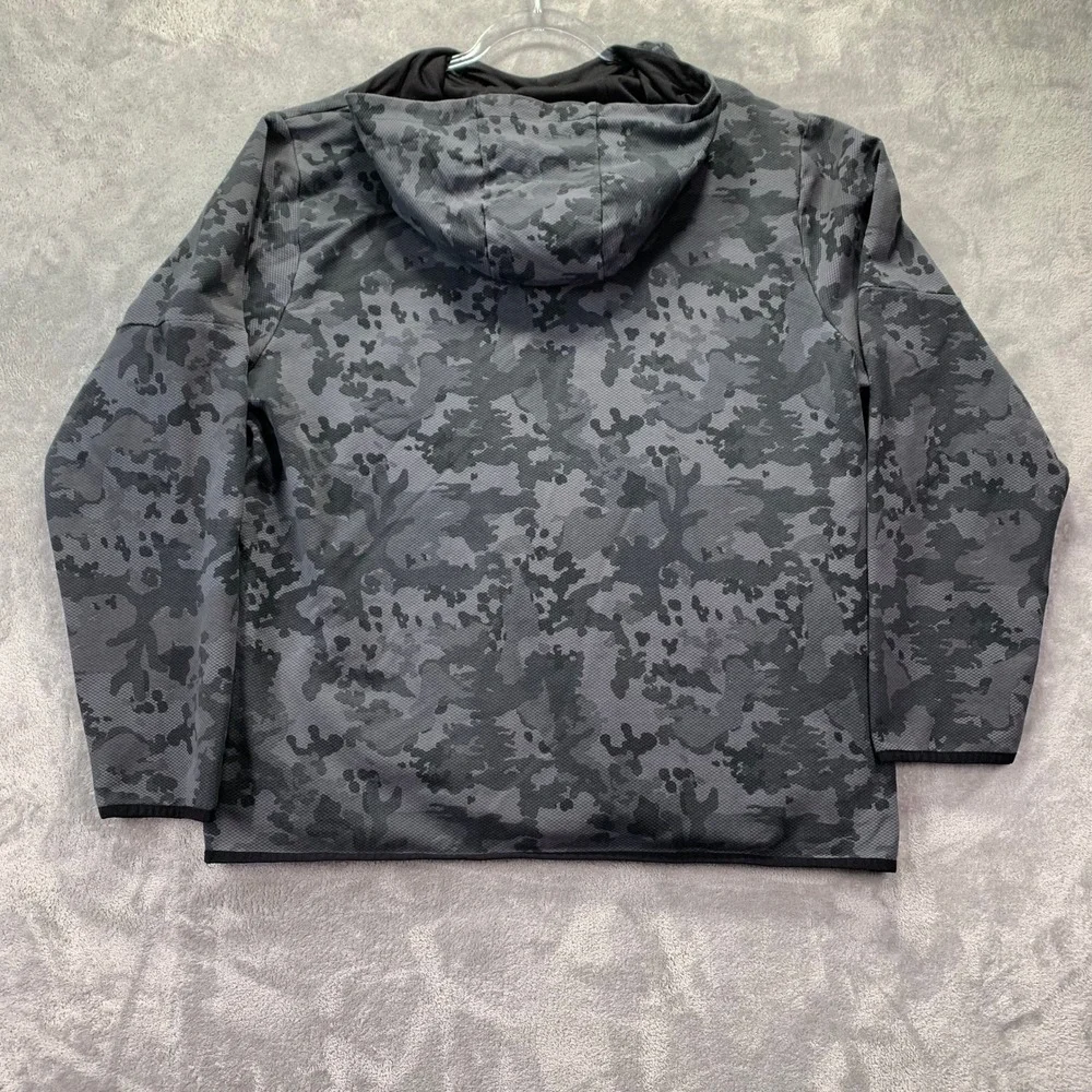 Reebok Mens Camouflage Hoodie Sweatshirt Size 2XL Full Zip Athletic Gray